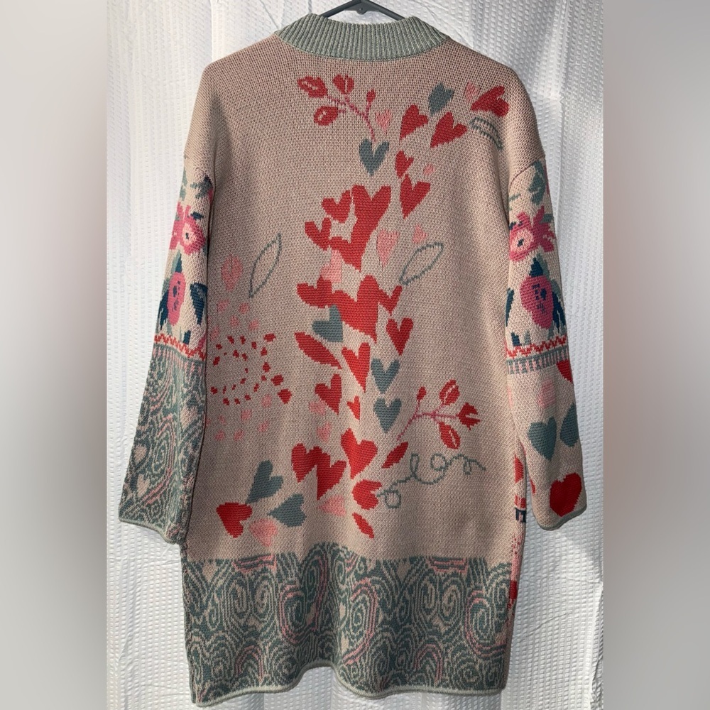 Coldwater Creek women's cardigan heart floral sweater size L - Picture 6 of 9